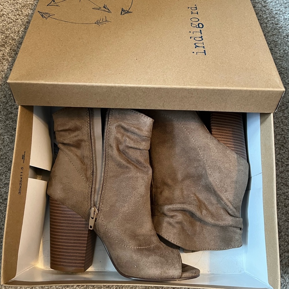 Peep Toe Suede Booties